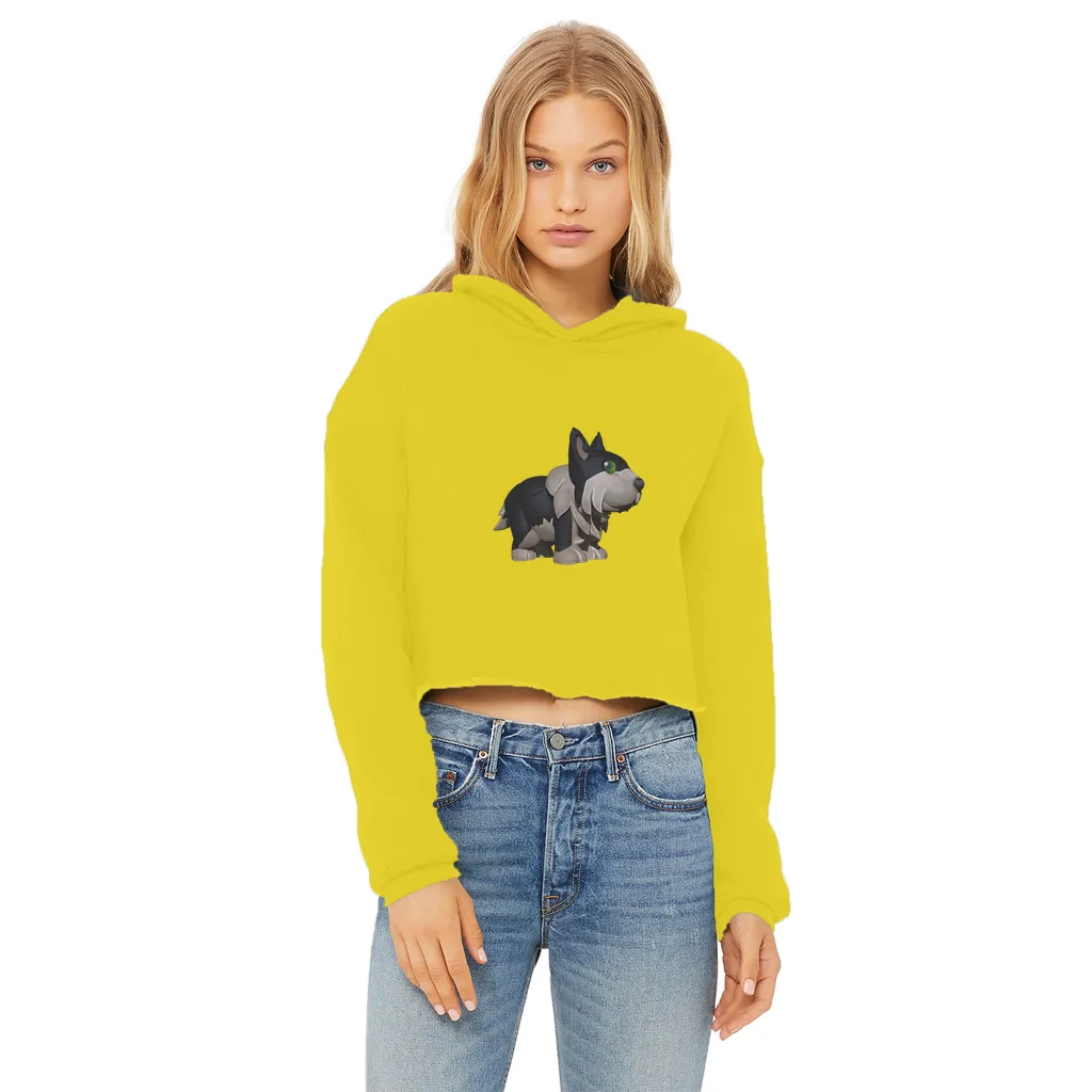 Black Dog Ladies Cropped Raw Edge Hoodie