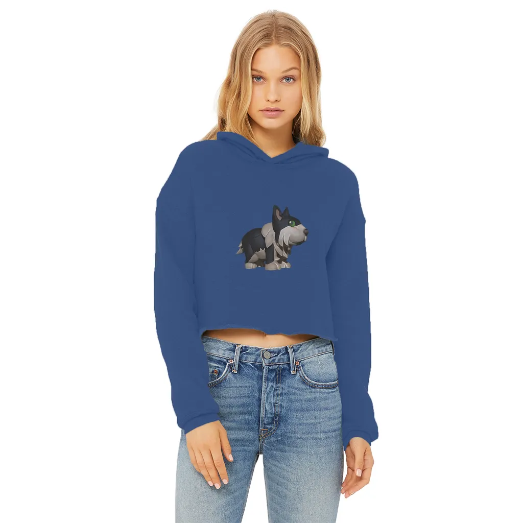 Black Dog Ladies Cropped Raw Edge Hoodie