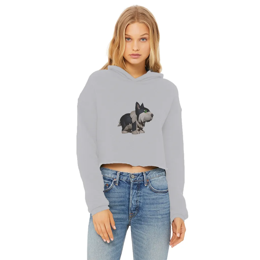 Black Dog Ladies Cropped Raw Edge Hoodie
