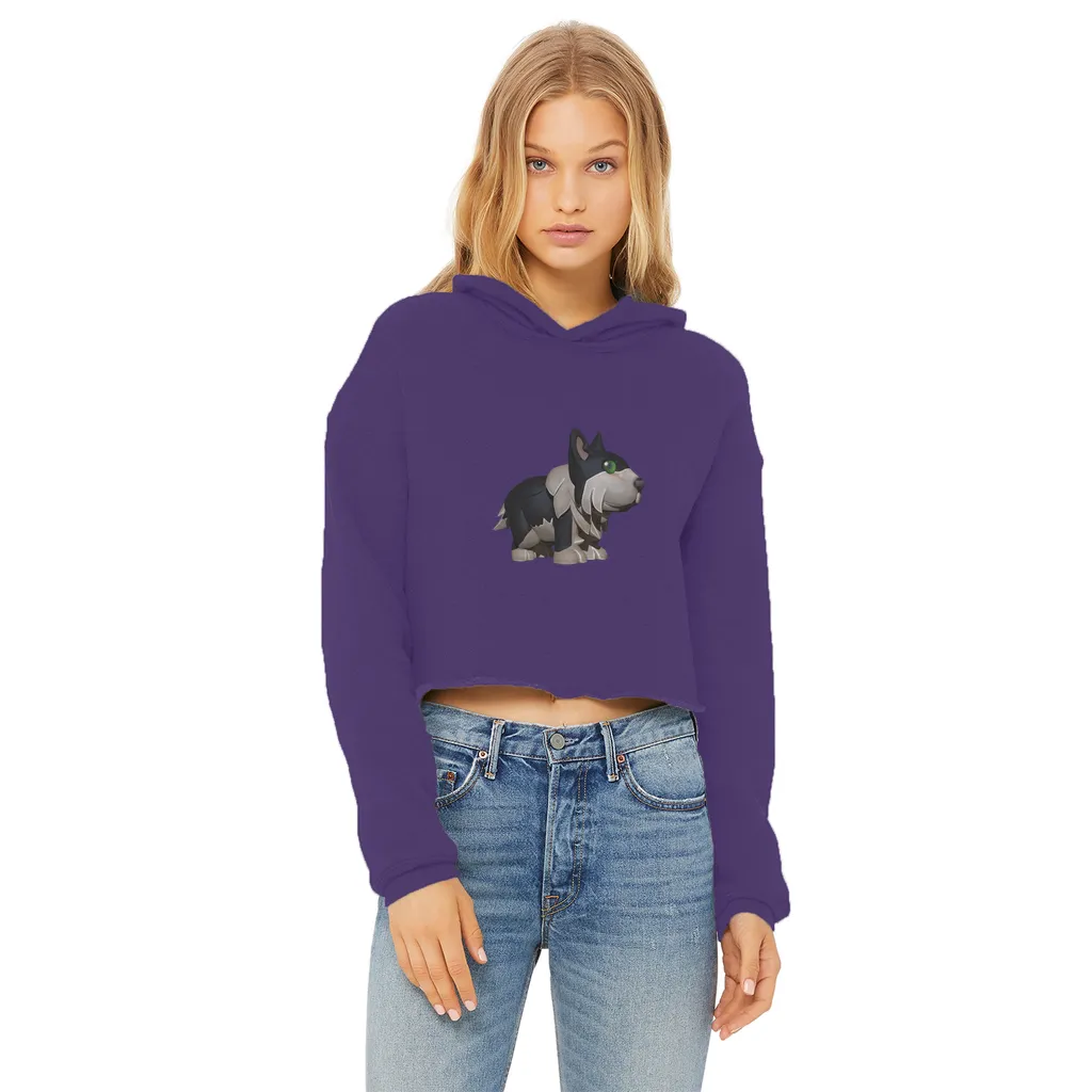 Black Dog Ladies Cropped Raw Edge Hoodie