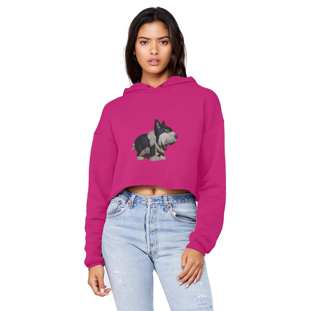 Black Dog Unisex Cropped Raw Edge Boyfriend Hoodie