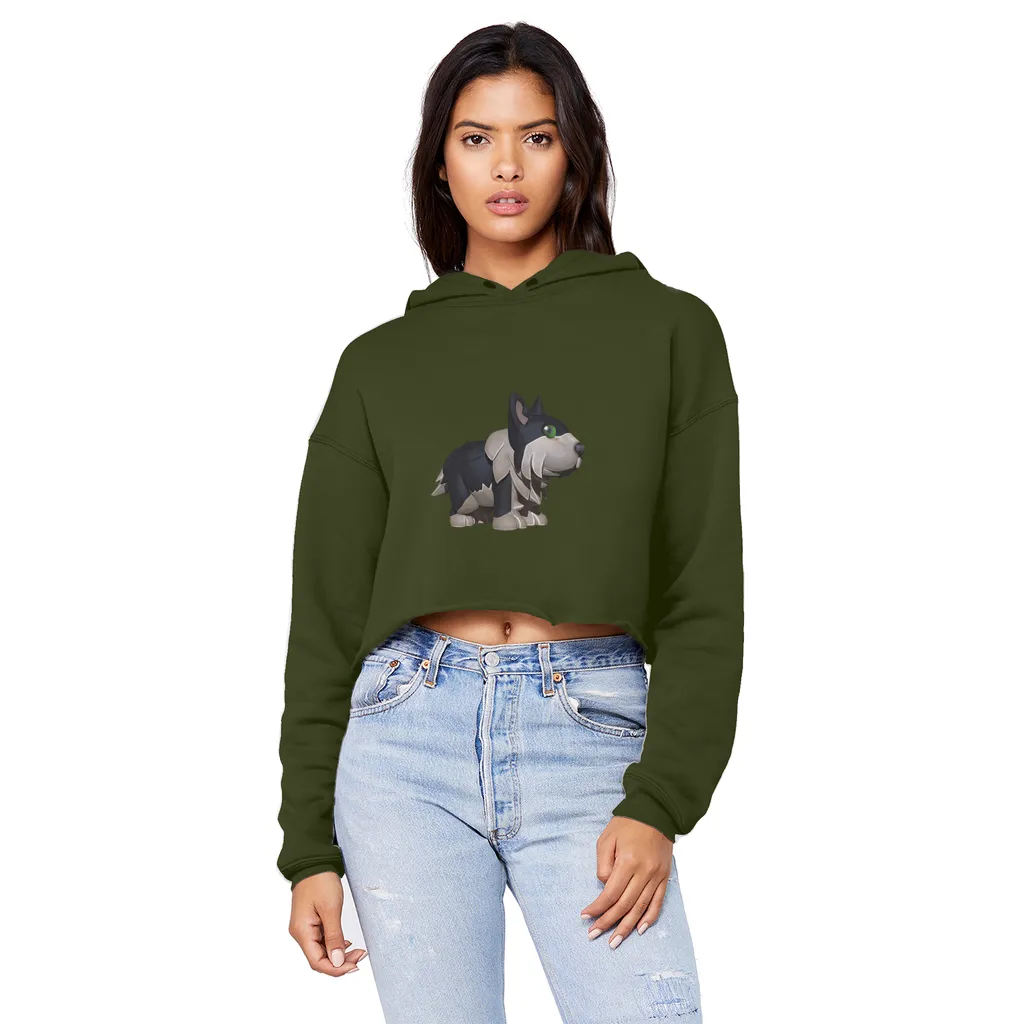 Black Dog Unisex Cropped Raw Edge Boyfriend Hoodie
