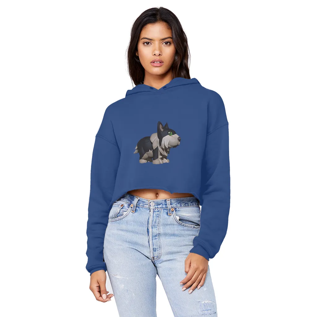 Black Dog Unisex Cropped Raw Edge Boyfriend Hoodie