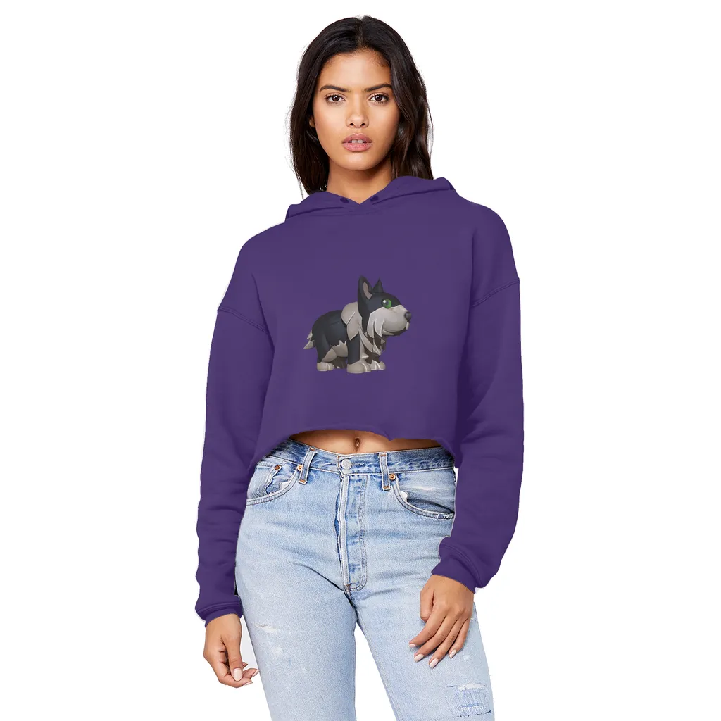 Black Dog Unisex Cropped Raw Edge Boyfriend Hoodie