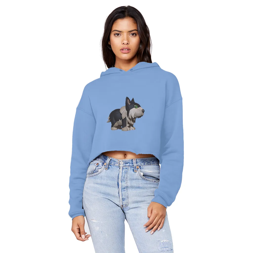 Black Dog Unisex Cropped Raw Edge Boyfriend Hoodie