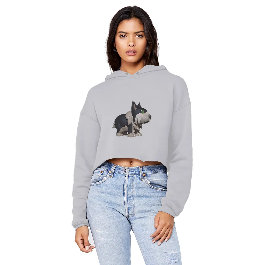 Black Dog Unisex Cropped Raw Edge Boyfriend Hoodie
