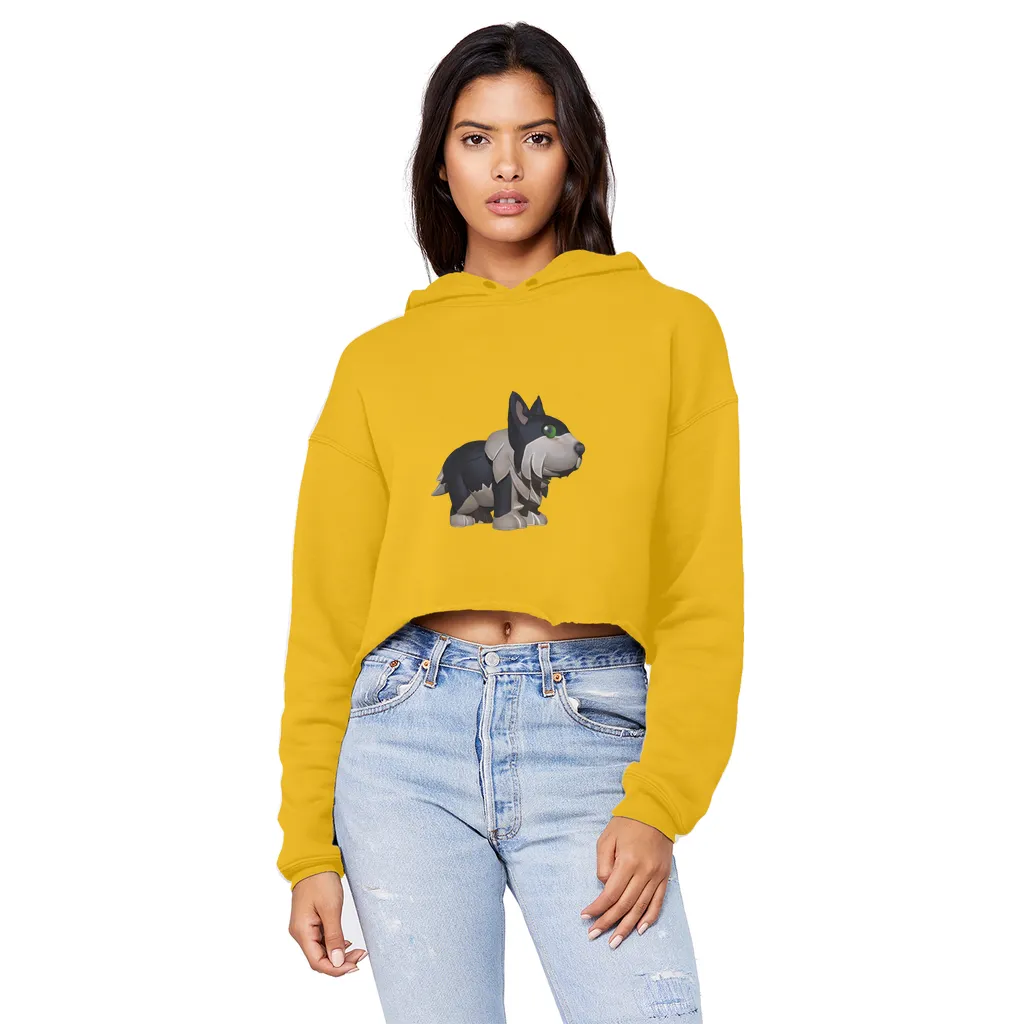 Black Dog Unisex Cropped Raw Edge Boyfriend Hoodie