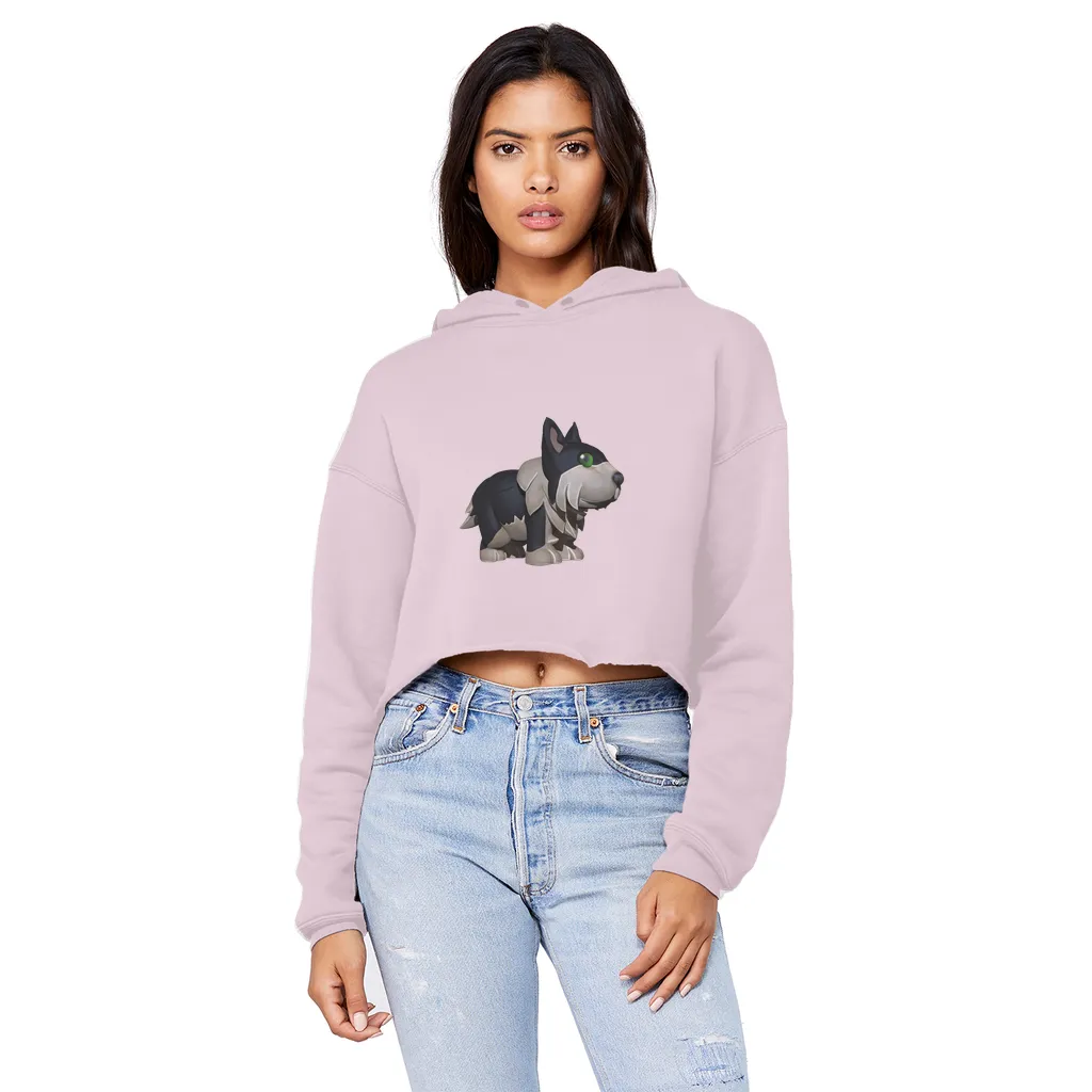 Black Dog Unisex Cropped Raw Edge Boyfriend Hoodie
