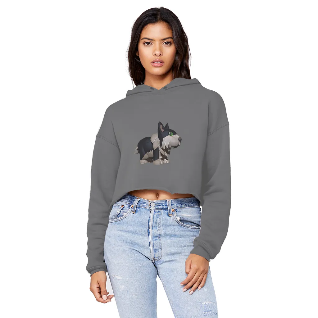 Black Dog Unisex Cropped Raw Edge Boyfriend Hoodie