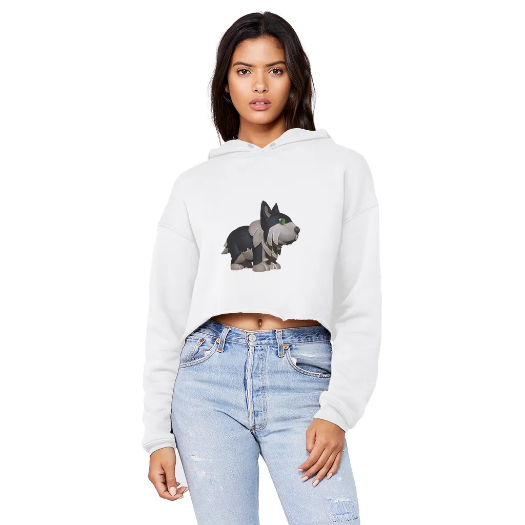 Black Dog Unisex Cropped Raw Edge Boyfriend Hoodie