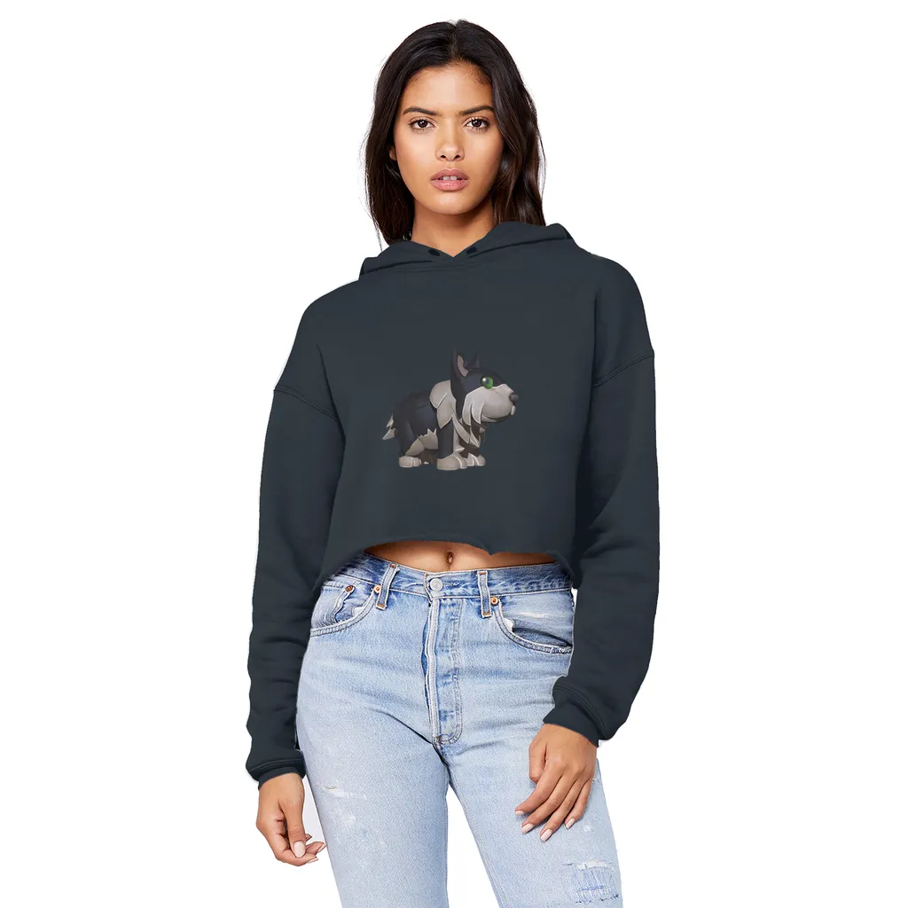 Black Dog Unisex Cropped Raw Edge Boyfriend Hoodie