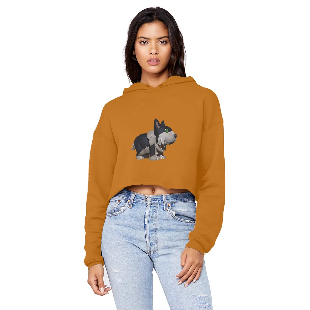 Black Dog Unisex Cropped Raw Edge Boyfriend Hoodie