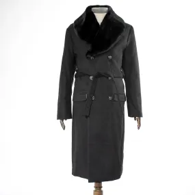 Black Overcoat With Removable Fur Collar