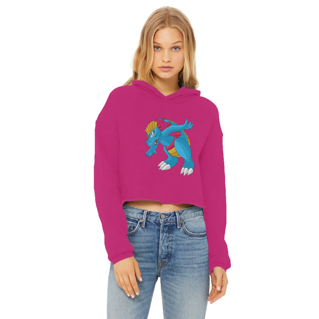 Blastdile Ladies Cropped Raw Edge Hoodie