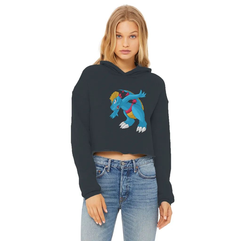 Blastdile Ladies Cropped Raw Edge Hoodie