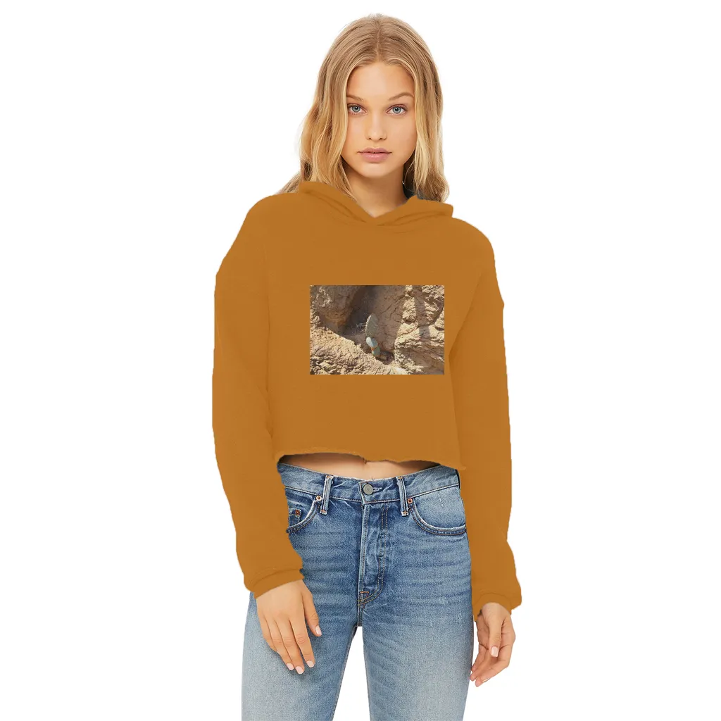 Cactus Ladies Cropped Raw Edge Hoodie