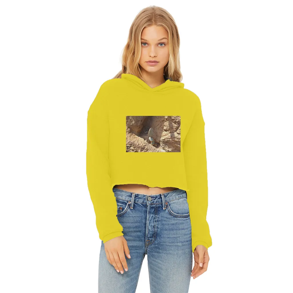 Cactus Ladies Cropped Raw Edge Hoodie