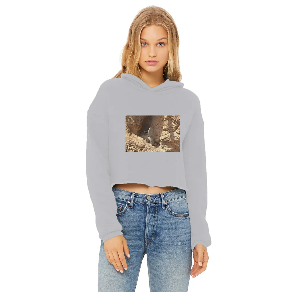 Cactus Ladies Cropped Raw Edge Hoodie