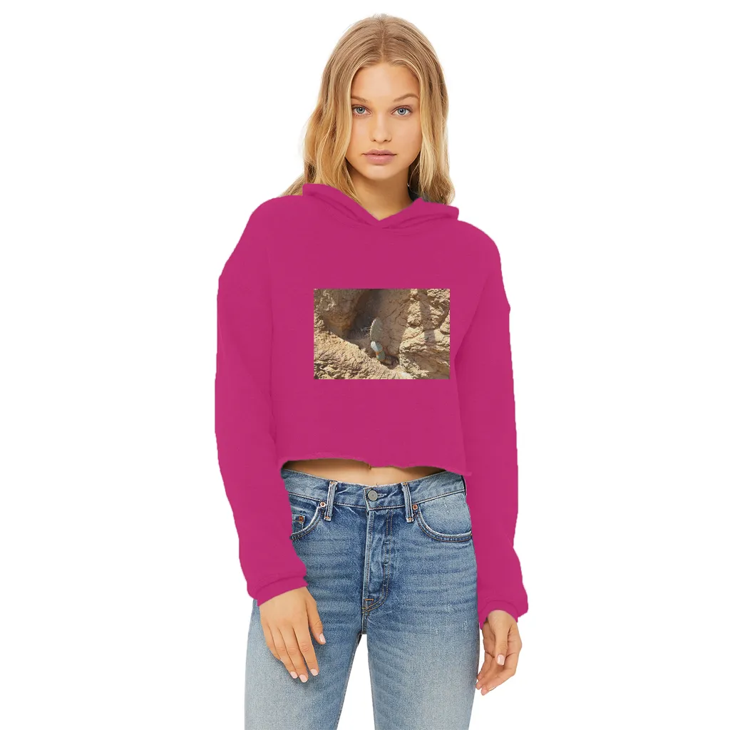 Cactus Ladies Cropped Raw Edge Hoodie
