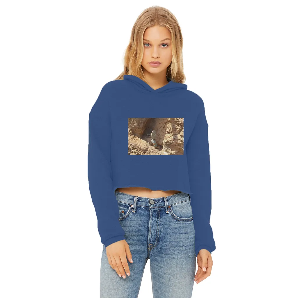 Cactus Ladies Cropped Raw Edge Hoodie