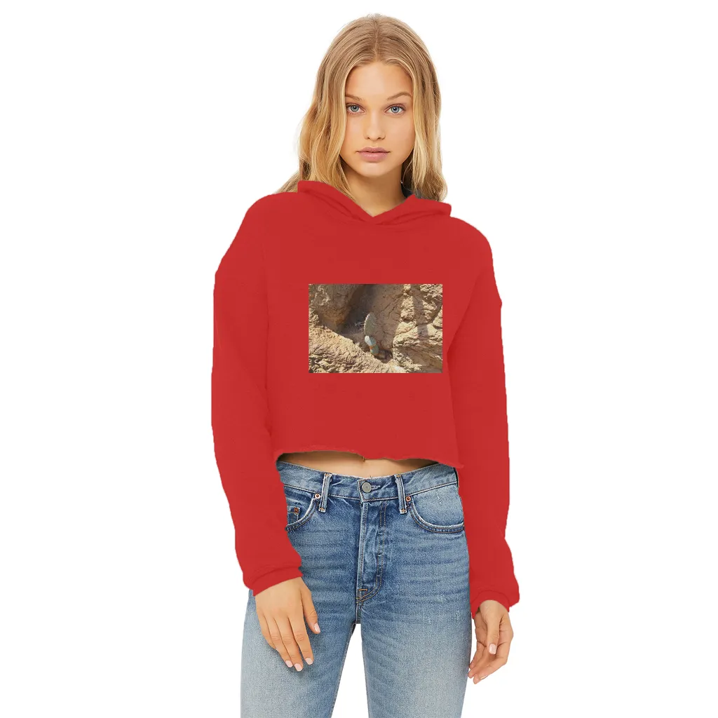 Cactus Ladies Cropped Raw Edge Hoodie