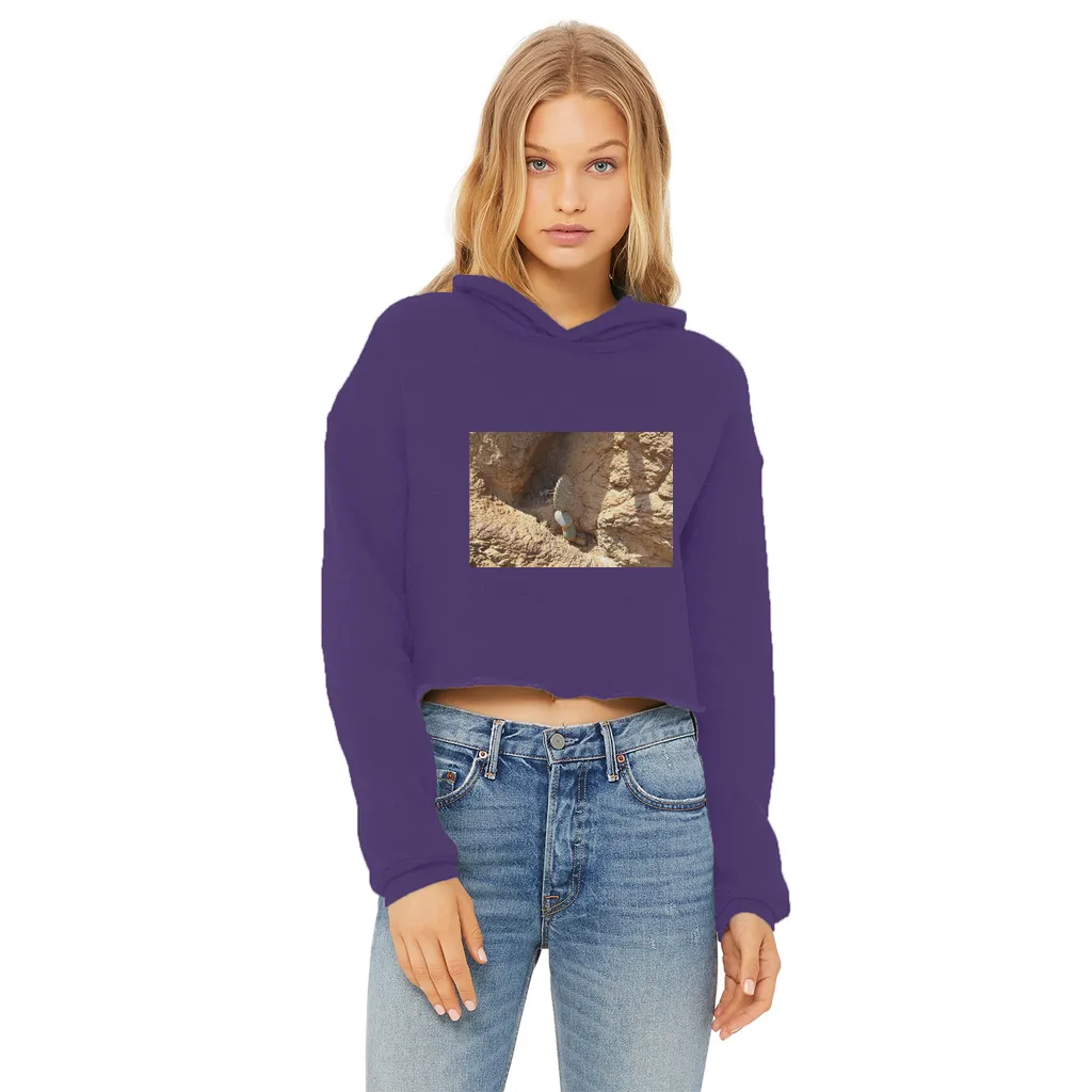 Cactus Ladies Cropped Raw Edge Hoodie