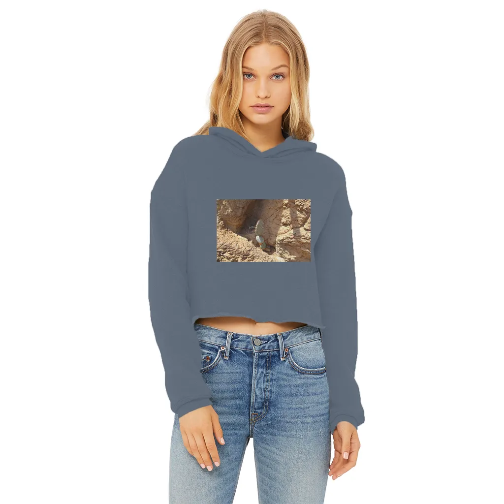 Cactus Ladies Cropped Raw Edge Hoodie