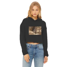 Cactus Ladies Cropped Raw Edge Hoodie