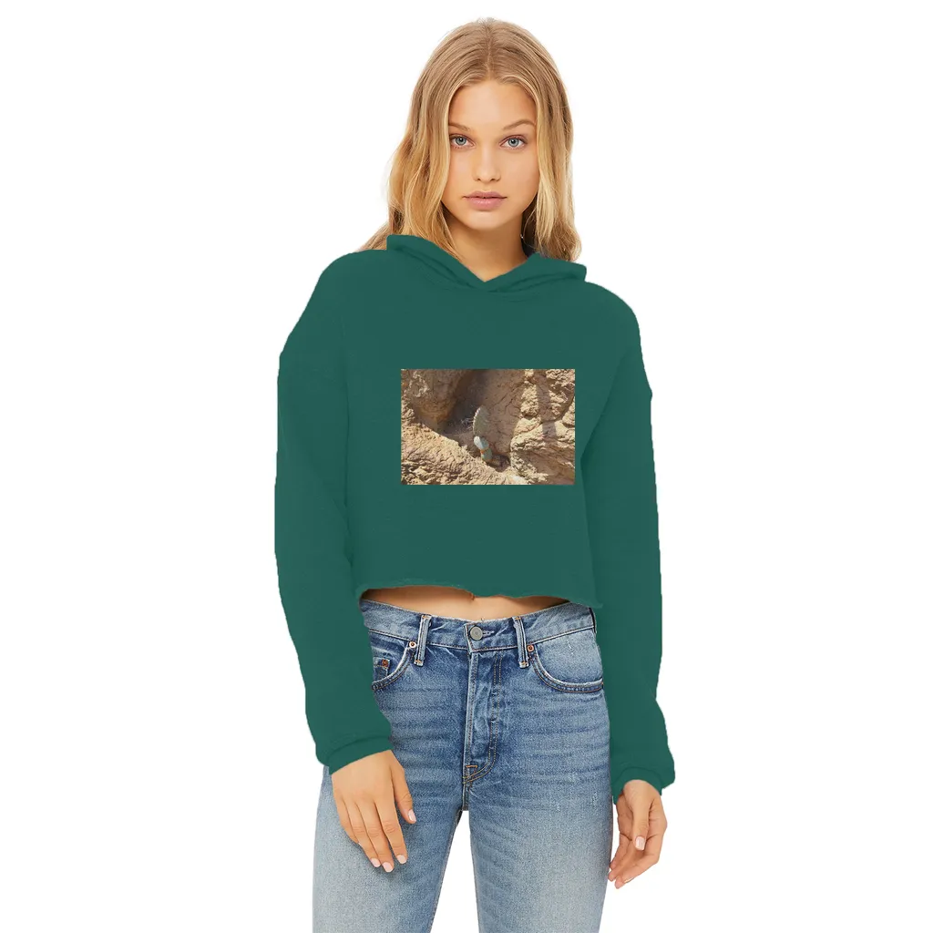 Cactus Ladies Cropped Raw Edge Hoodie