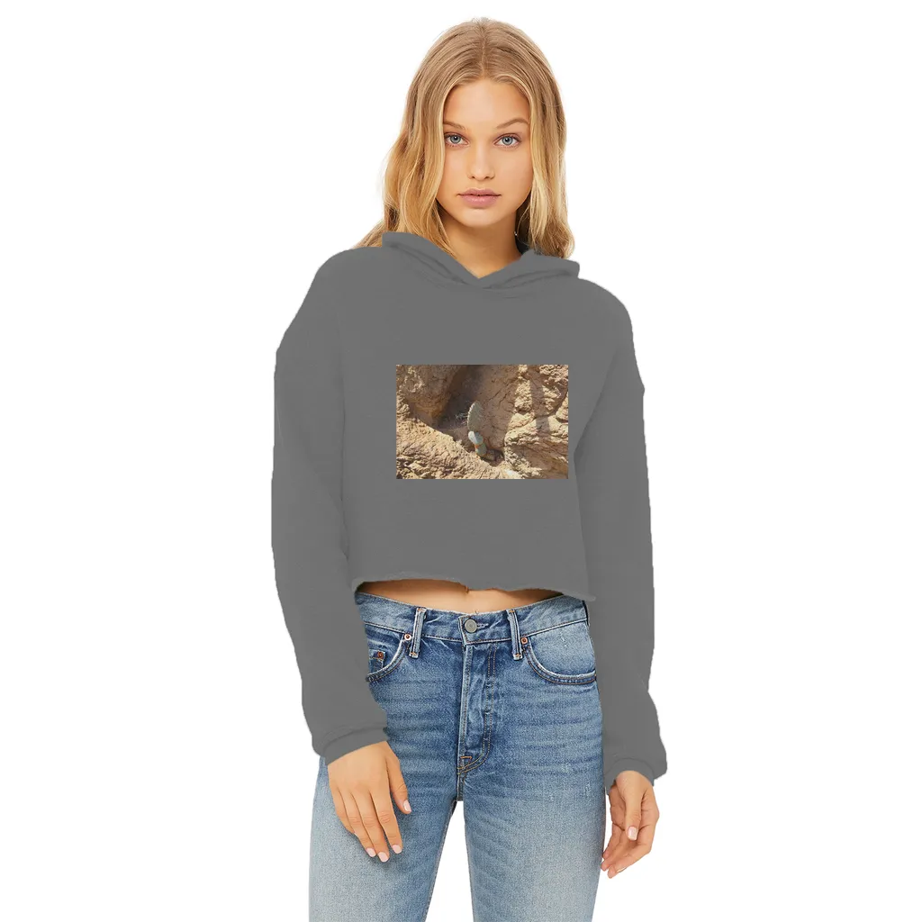 Cactus Ladies Cropped Raw Edge Hoodie