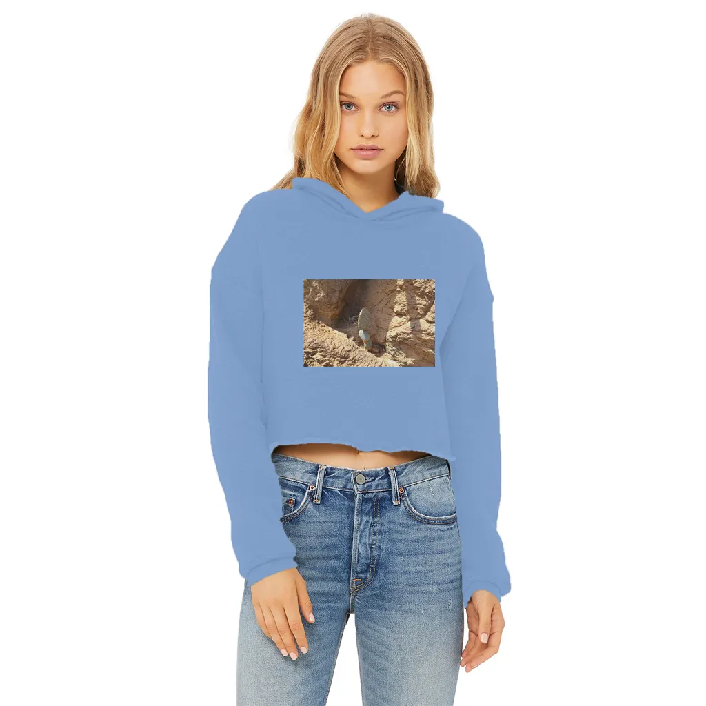 Cactus Ladies Cropped Raw Edge Hoodie