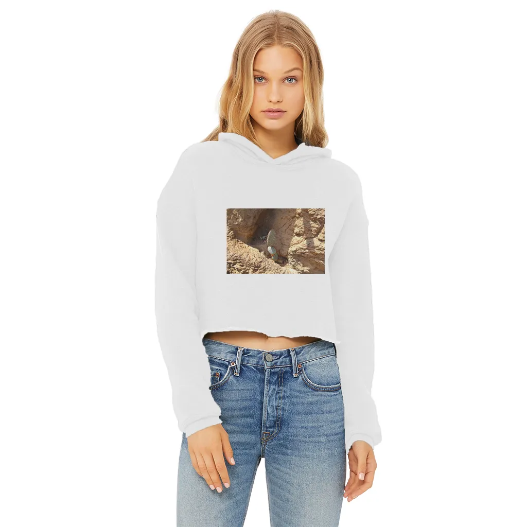 Cactus Ladies Cropped Raw Edge Hoodie