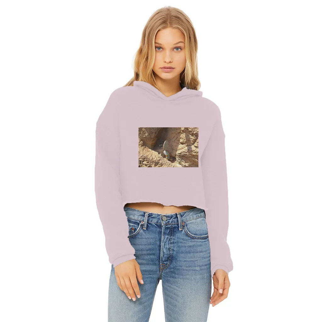 Cactus Ladies Cropped Raw Edge Hoodie