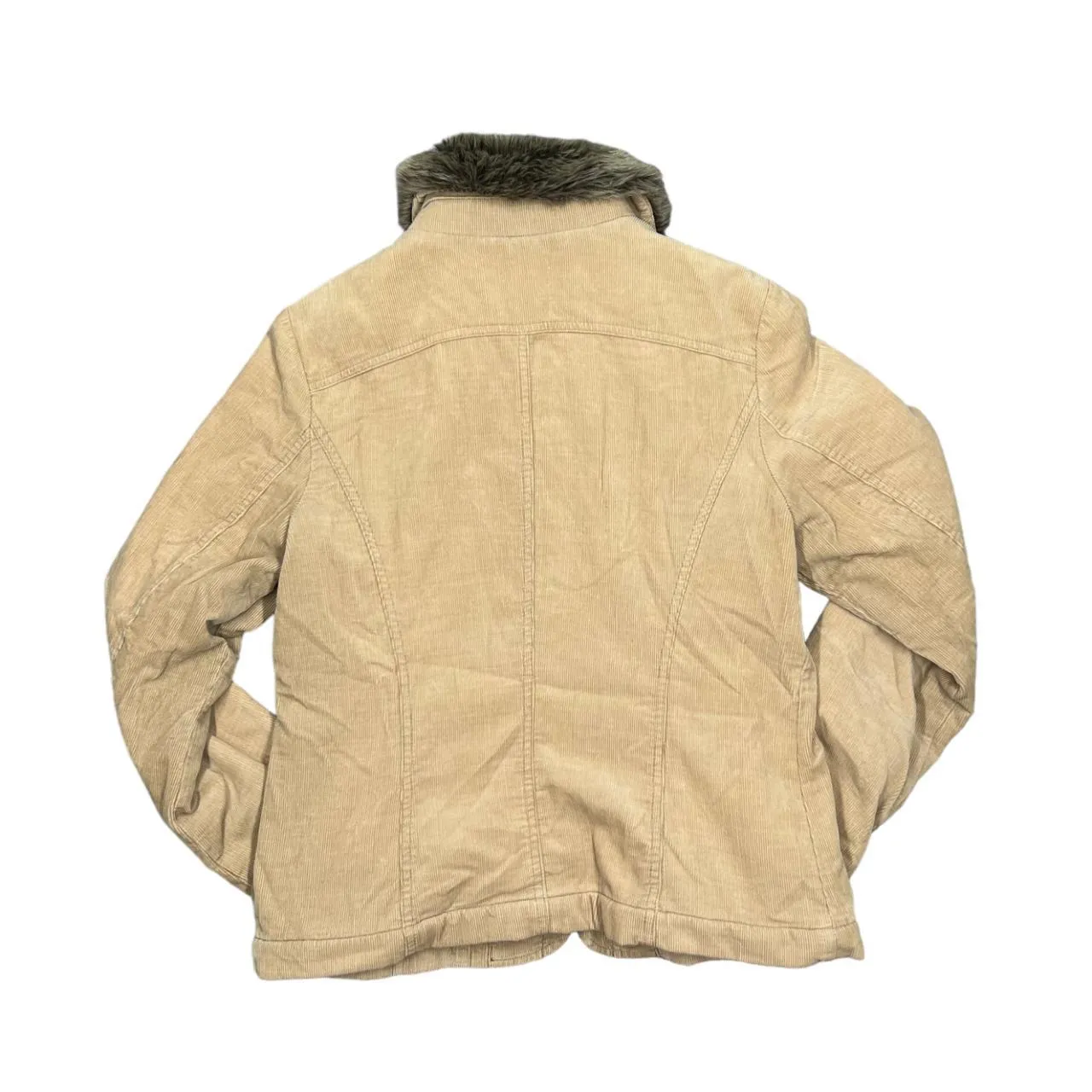 CASUAL CLUB Classic Faux Fur Trimmed Fleece Lined Corduroy Cord Trucker Jacket