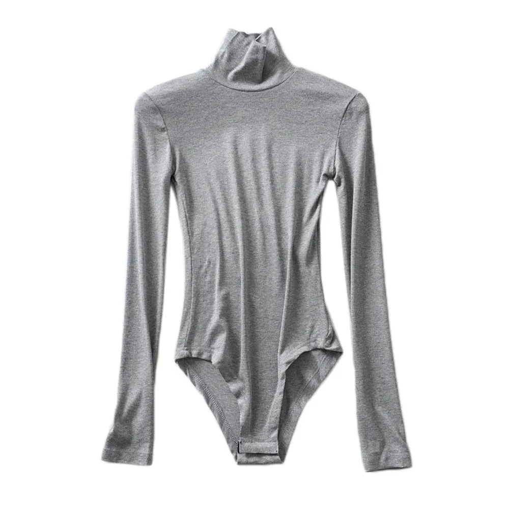 Casual High-neck Long-sleeve Knitted Bodysuit Fashion