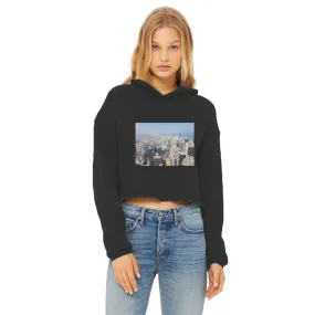 Chicago Skyline Ladies Cropped Raw Edge Hoodie