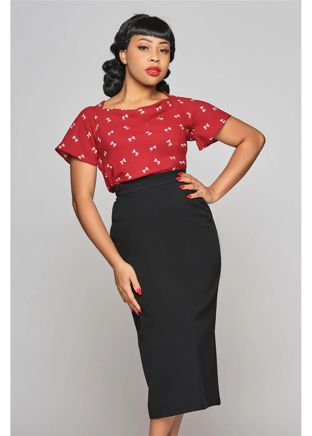 Collectif Posey 50's Pencil Skirt Black