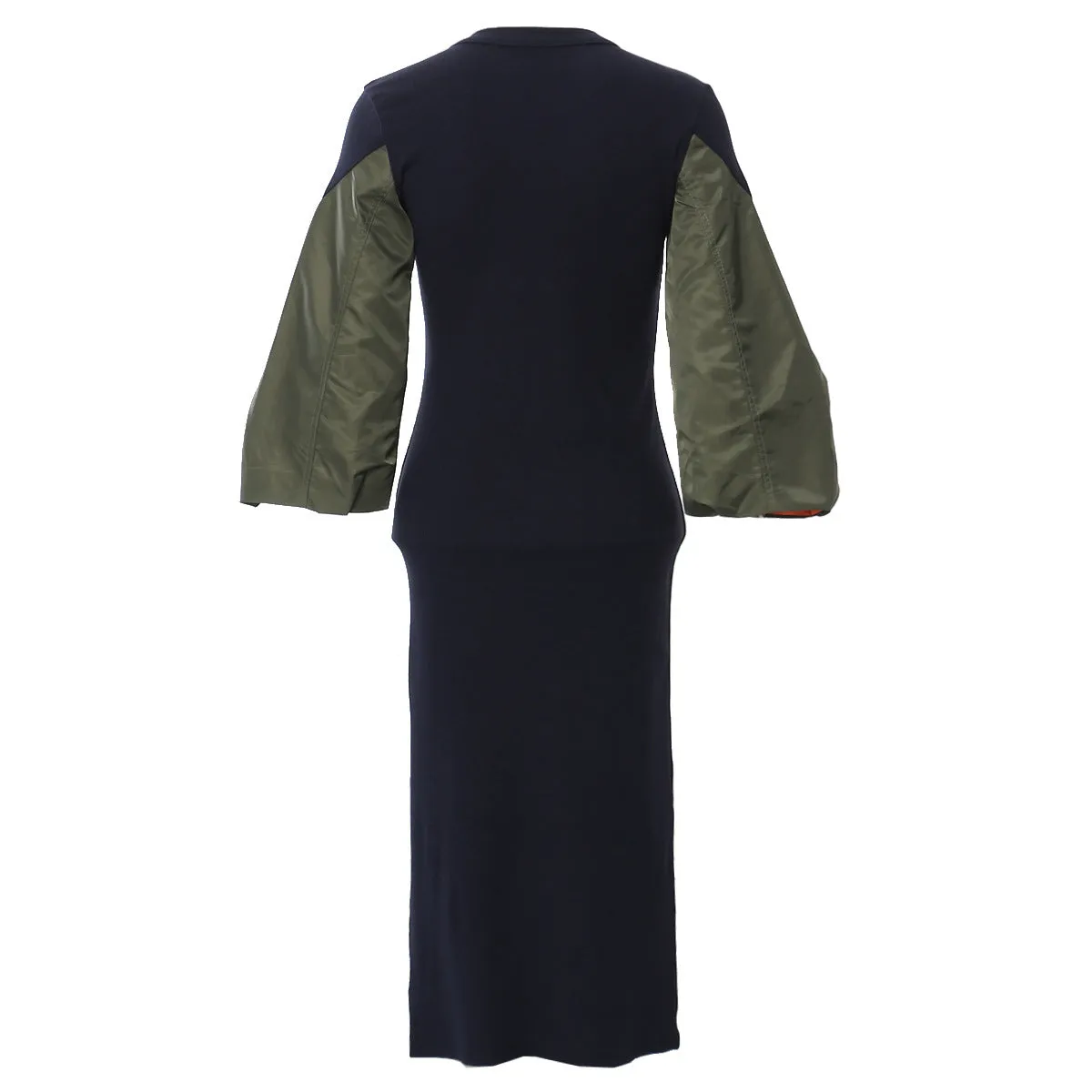 Contrast Color Puff Sleeves Slim Knit Party Dress