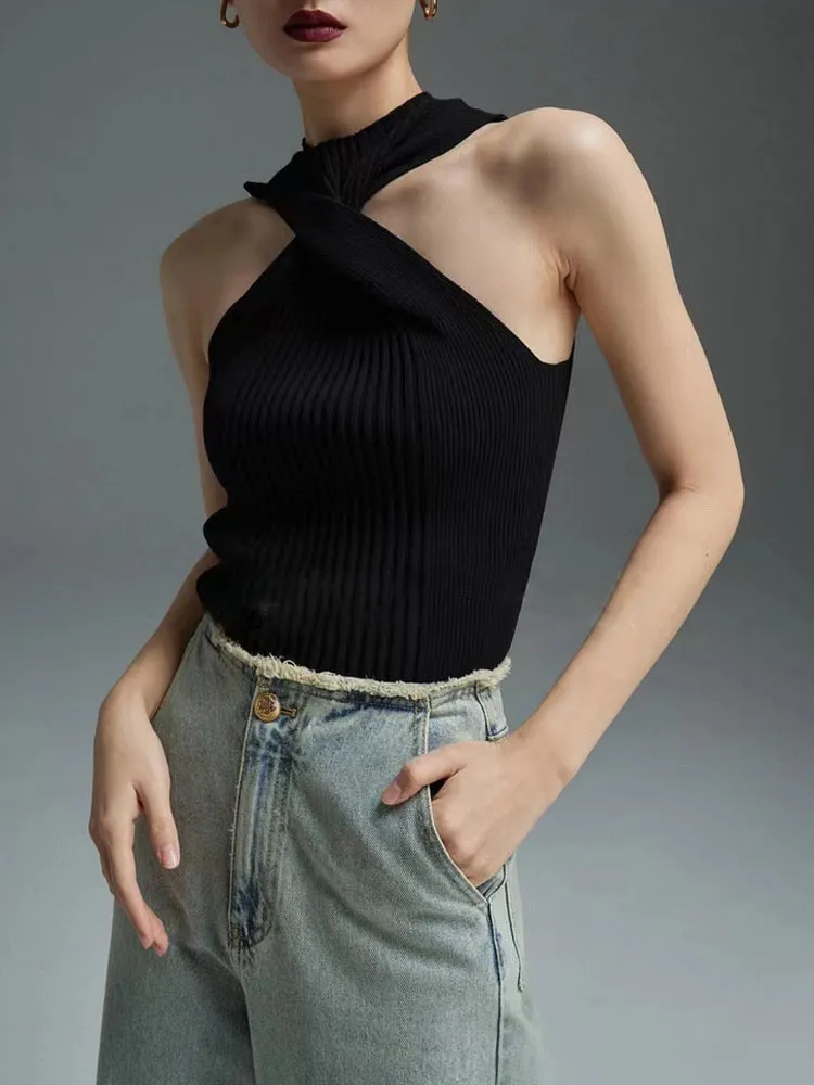Crisscross Halter Sleeveless Tank Top