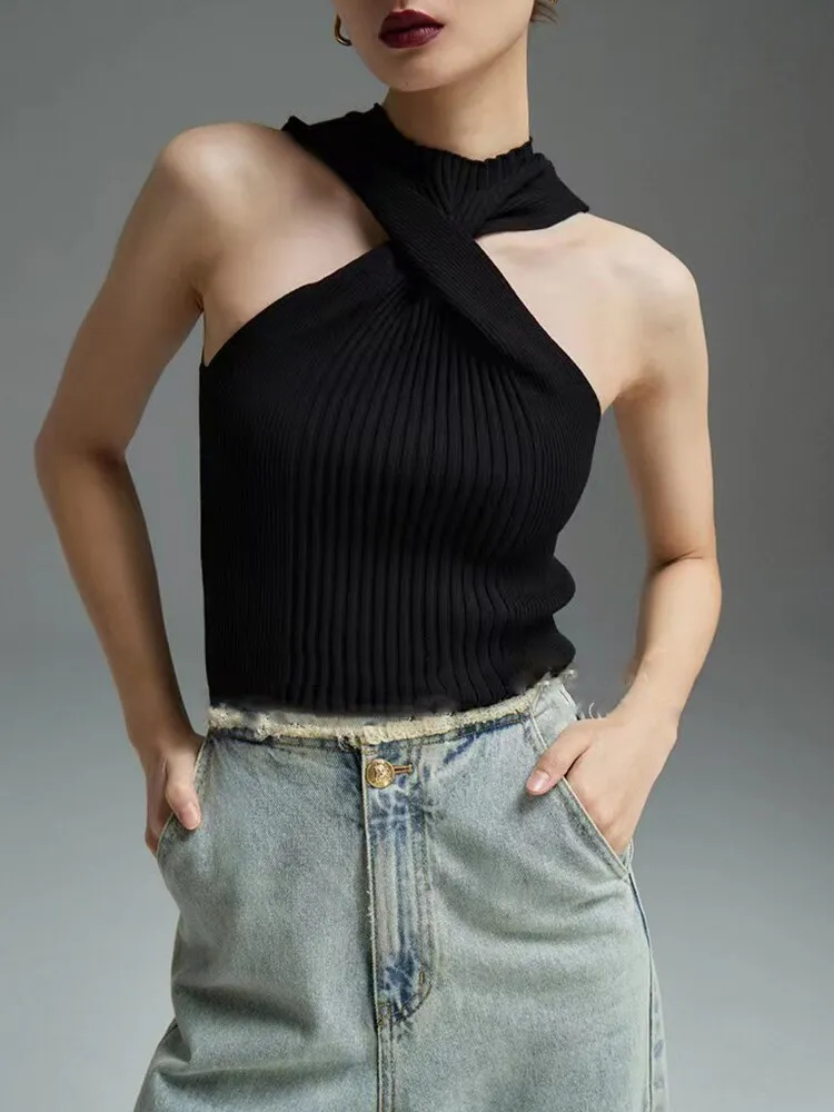 Crisscross Halter Sleeveless Tank Top
