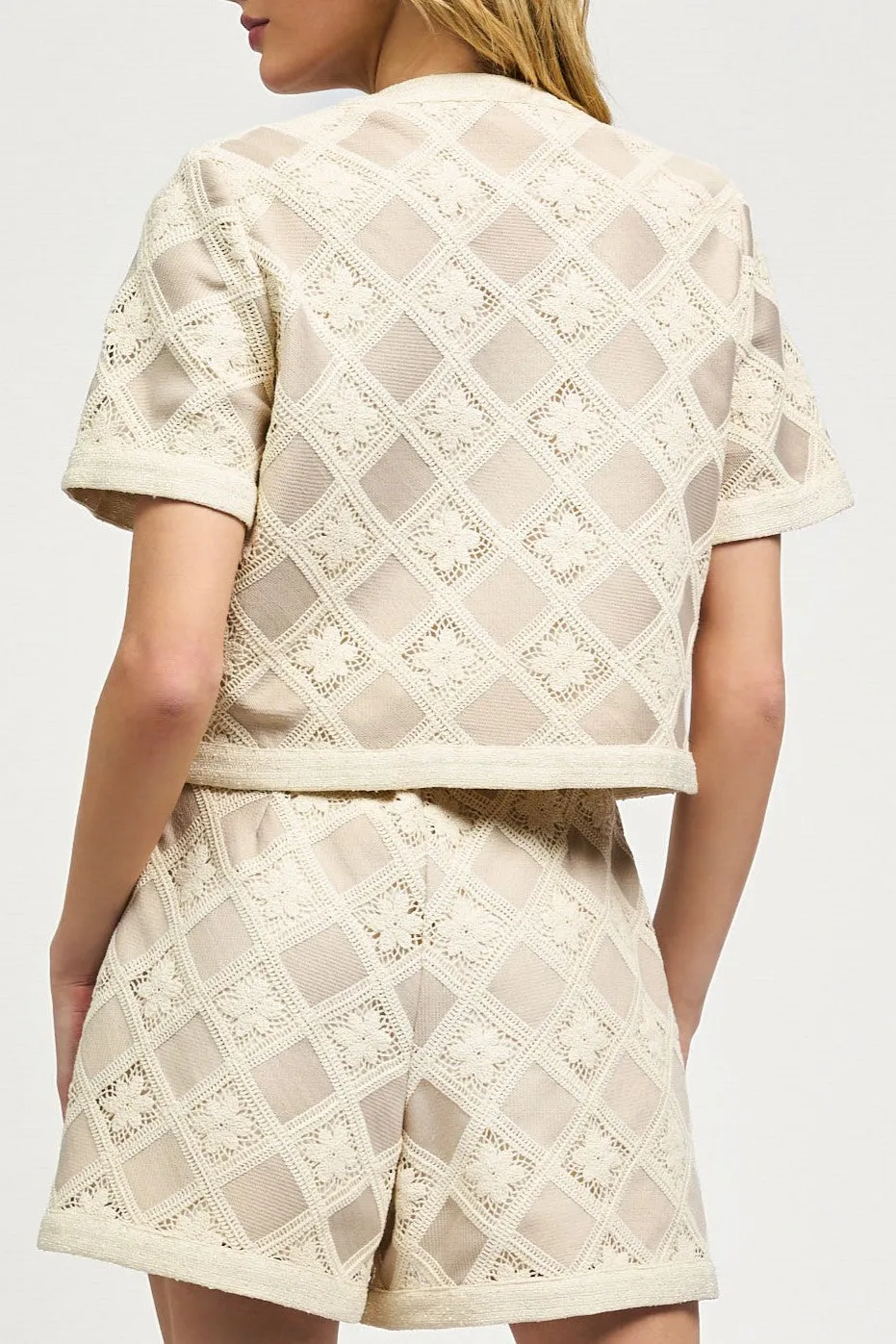 Crop Short Sleeve Button Down Jacket