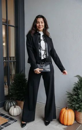 Cropped Jacket w/ Pleather Detail - HQ