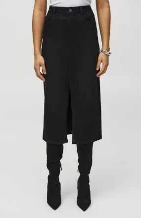 Denim Pencil Skirt with Rhinestones