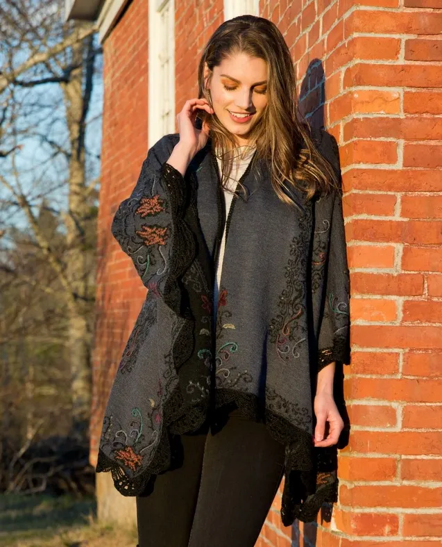 Denim Reversible Alpaca Ruana