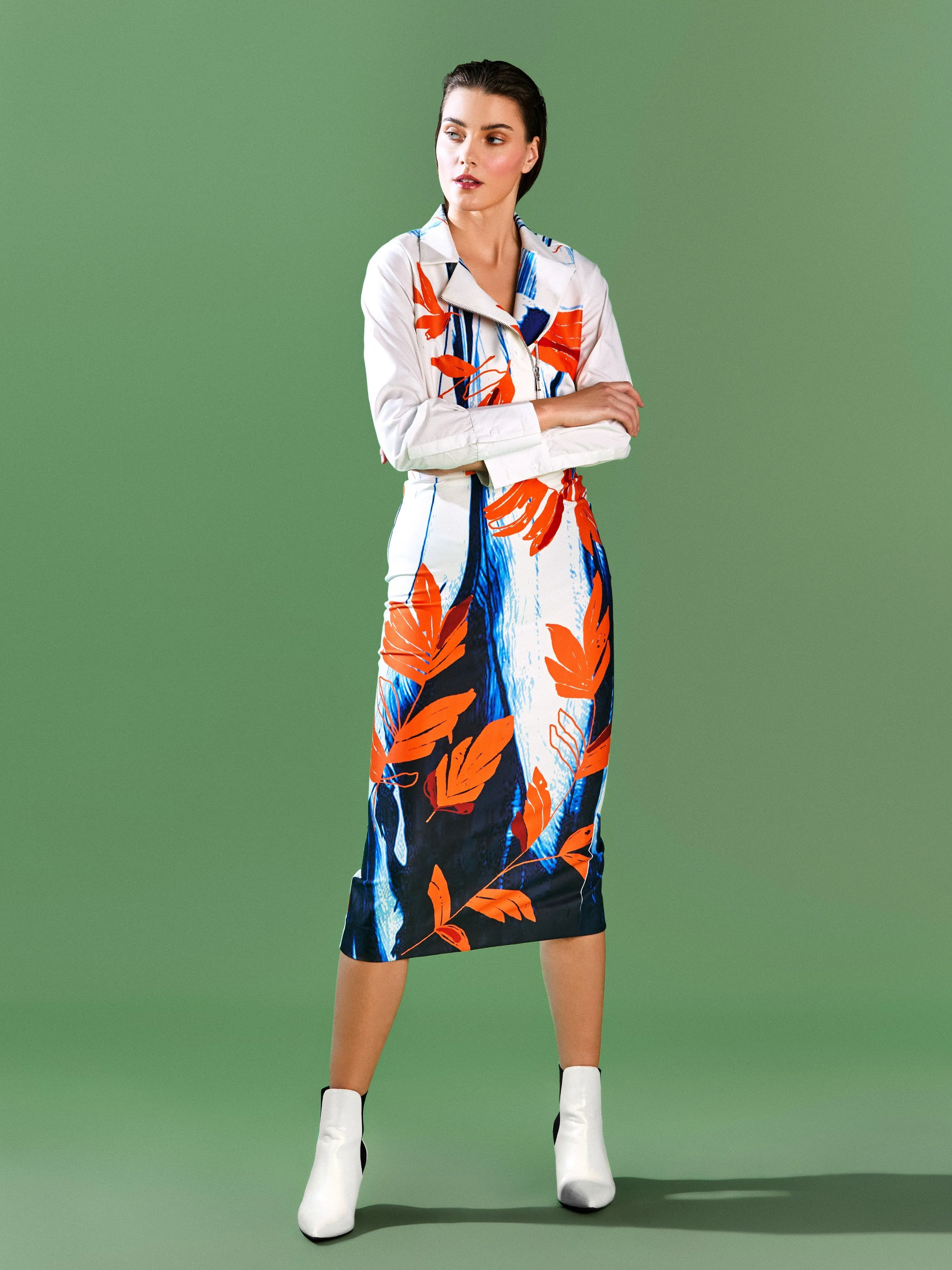 Dual Print Pencil Skirt