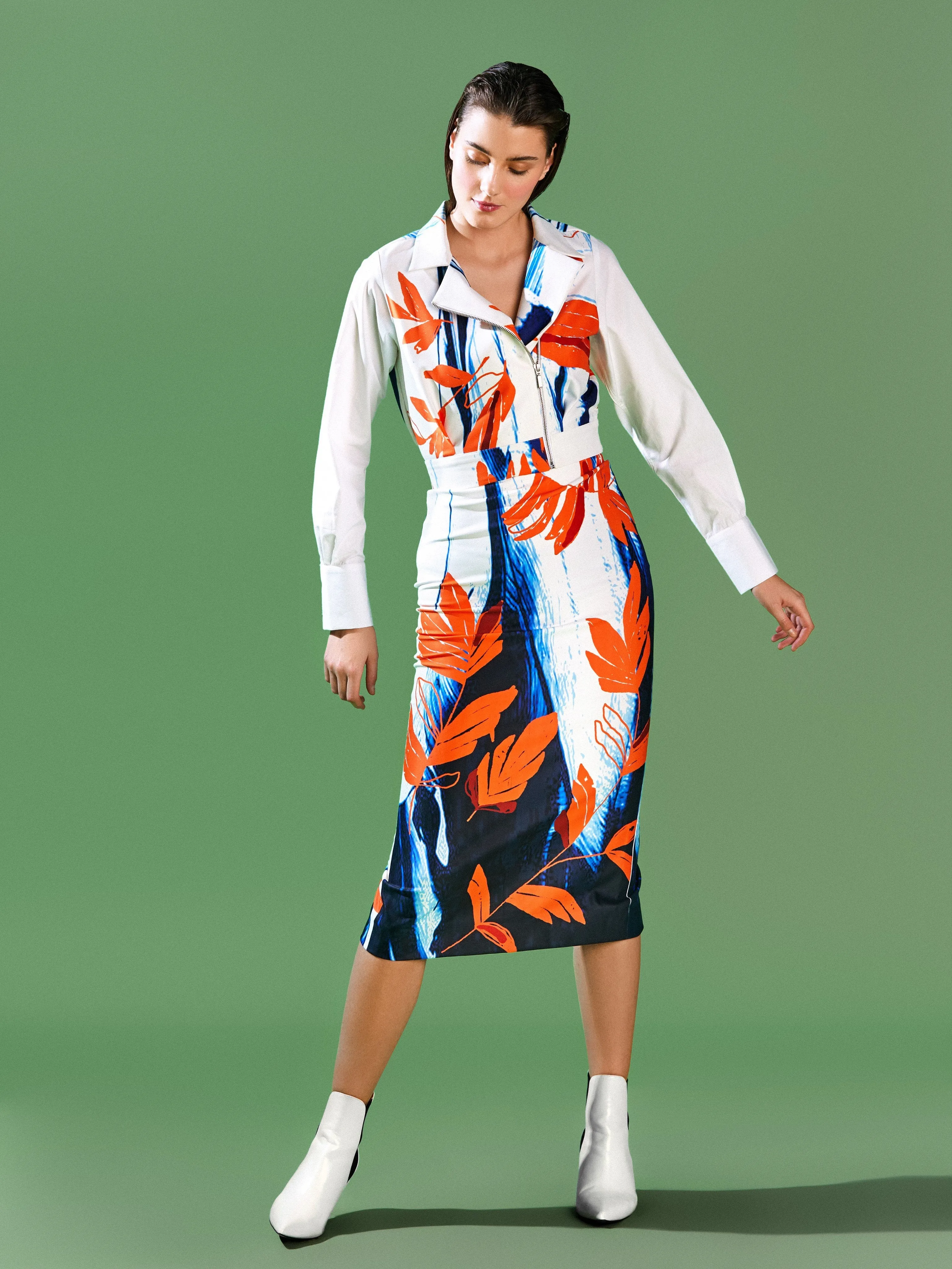 Dual Print Pencil Skirt