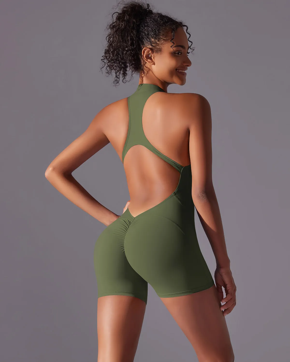 Elodie Seamless Scrunch Jumpsuit - Army Green