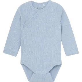 FIXONI Blue Fog Melange Wrap Bodysuit LS Mélange Rib