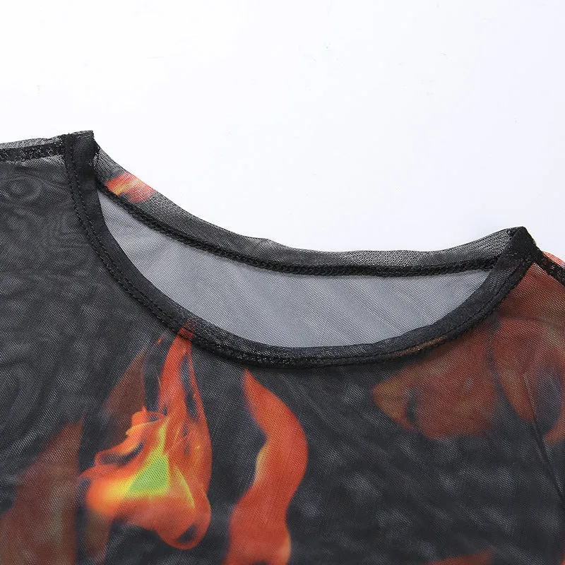 Flame Mesh Crop Top