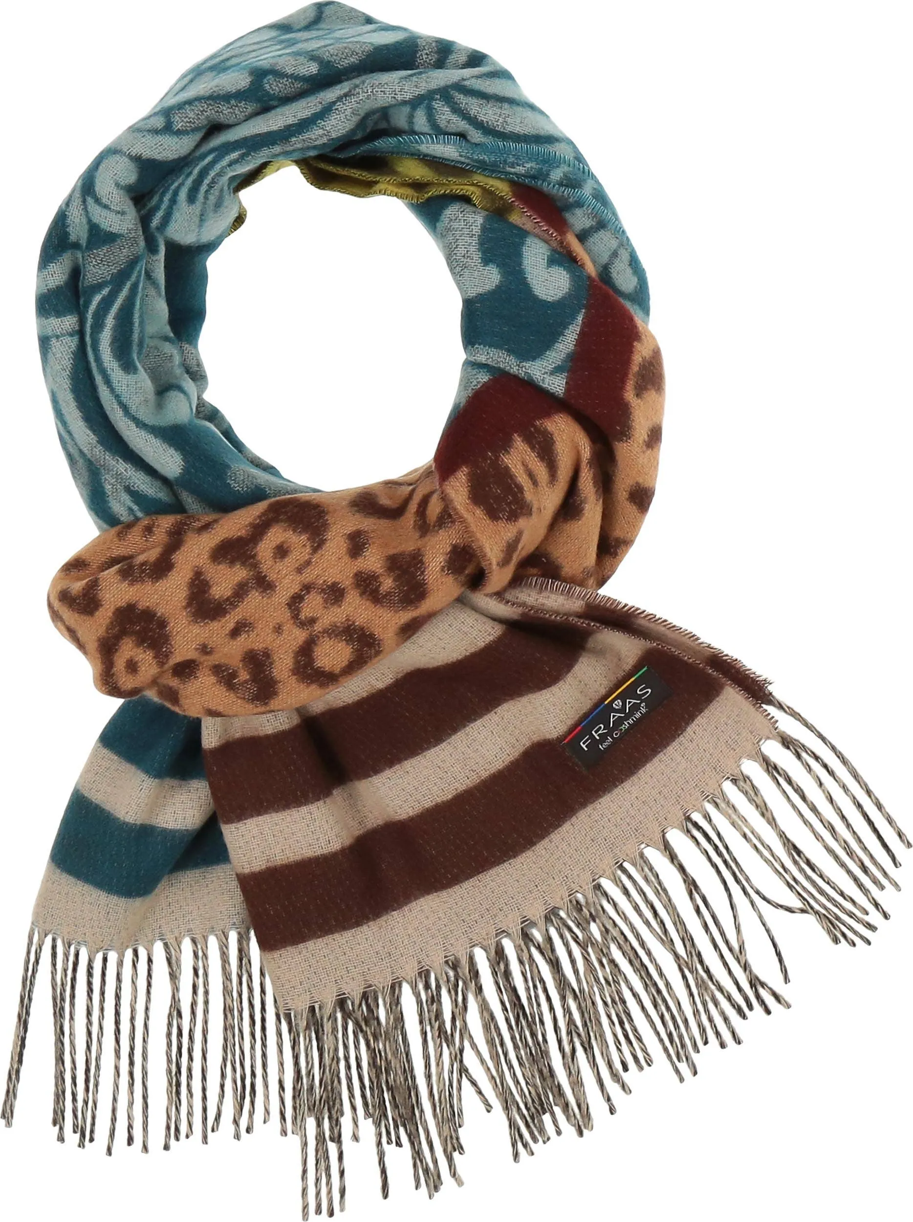 FRAAS - The Scarf Company - Leo Filagree Patchwork: Petrol